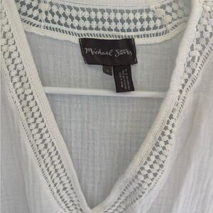 Michael Stars White Crochet Trim gauze cover up size small